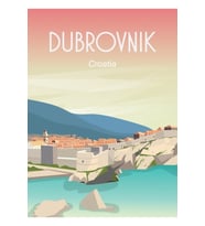 Dubrovnik Hırvatistan Seyahat Afişi Tablo Ahşap Poster Dekoratif