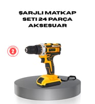 Çift Bataryalı Darbeli Şarjlı Matkap Seti – Metal Dişli, 24 Parça Aksesuar ve LED Işıklı