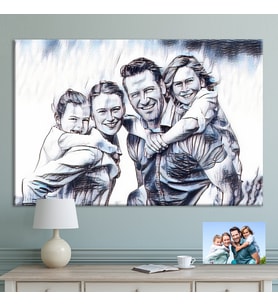 Kişiye Özel Karakalem Tasarımlı Pencil Sketch Effectli Tablo (8 Farklı Ölçü)