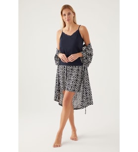 Pierre Cardin 8839 Dressing Gown Kadın Kısa Kol Pijama Takımı
