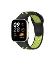 Mey İthalat® Redmi Watch 3 Spor Delikli Kordon - Siyah-Yeşil