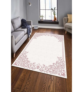 Dijital Baskılı Kaymaz Taban Yıkanabilir Klasik Şık Salon Halısı Mutfak Halısı Yolluk ND-HK-146 (Pembe)