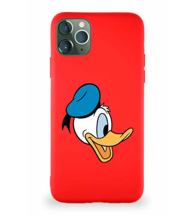 Apple iPhone 11 Pro Max Soft Premier Kapak Donald Duck-F Tasarımlı Silikon Kılıf - Kırmızı (Şeffaf)