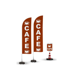 Cafe Temalı  2 Adet Yelken Bayrak,1 Adet Reklam Duba Paketi