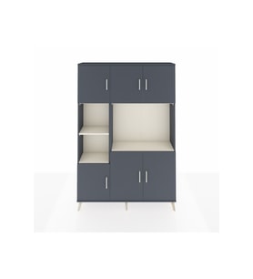 Arges Dolap 9 Raflı 6 Kapaklı 132x30x195 Antrasit-Antrasit/Aytaşı