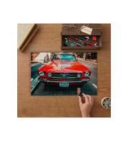 Kırmızı Nostaljik Araba Tasarımı 240 parça Ahşap Puzzle Ahşap Kutuda MP01015