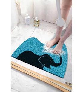 Filli Panda Banyo Paspası Kaymaz Taban Yumuşak Esnek  Paspas Islak Zemin Hijyenik Paspas (40x60 cm) (Mavi)