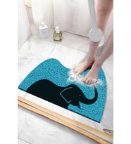Filli Panda Banyo Paspası Kaymaz Taban Yumuşak Esnek  Paspas Islak Zemin Hijyenik Paspas (40x60 cm) (Mavi)