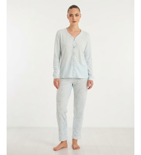 Seamlife Kadın Pamuklu Waffle Kumaş Kışlık Uzun Kollu Sıcak Tutan Pijama Takımı