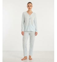 Seamlife Kadın Pamuklu Waffle Kumaş Kışlık Uzun Kollu Sıcak Tutan Pijama Takımı