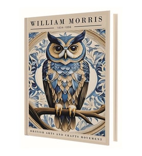DEFFTER 14X20 BLUE OWL ( WILLIAM MORRIS ) SERT KAPAK ÇİZGİLİ DEFTER 96 YP