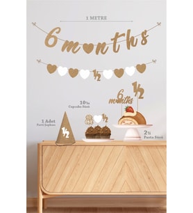 Yarım Yaş Partisi Doğum Günü Seti Naturel 6 Months Party