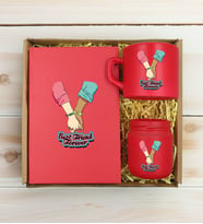 BK Gift Kişiye Özel İsimli DTF Best Friend Temalı Kırmızı Defter & Kahve Fincanı & Mum Hediye Seti-5, Arkadaşa Hediye, Doğum Günü Hediyesi