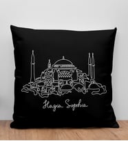 BK Gift Ayasofya Camii Tasarımlı Siyah Kırlent Yastık, Arkadaşa Hediye, Ev Dekorasyonu, Ev Hediyesi-1