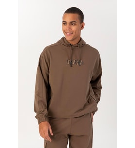 Maraton Oversize Erkek Kapüşonlu Kakao Sweatshirt