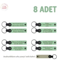 Açık Yeşil, Stadyum Işıltısını Seven Taraftar Grupları İçin, İsim Yazılı 8' li Anahtarlık
