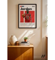 Michael Jordan Basketbol Posteri, Siyah Çerçeveli Duvar Tablosu - Spor Severlere Hediye