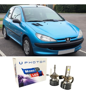 Peugeot 206 Led Xenon Uzun + Kısa Far Ampulü H4 Mono Yeni Seri Beyaz 1998-2003