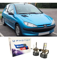 Peugeot 206 Led Xenon Uzun + Kısa Far Ampulü H4 Mono Yeni Seri Beyaz 1998-2003
