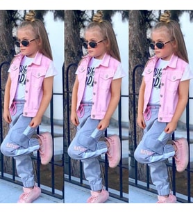 Kız Çocuk Yelekli Pembe Spor Takım