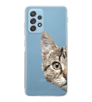 Samsung Galaxy A52  Kamera Korumalı  Kapak Catface Tasarımlı  Şeffaf Kılıf