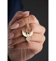 925 Ayar Gümüş Gold Zümrüdüanka Kolye