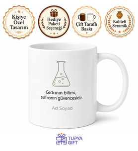 Gıda Mühendisine Hediye Minimalist Tasarım Kahve Kupası Özel Baskılı Bardak