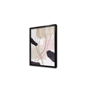 Line Art Bej Çerçeveli Cam Tablo