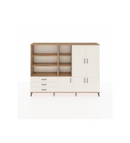 Arges Dolap 11 Raflı 3 Çekmeceli 5 Kapaklı 220x30x163 Çam-Aytaşı