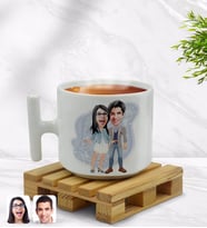 BK Gift Kişiye Özel Sevgililer Karikatürlü T Kulplu Beyaz Middle Kupa Bardak-81