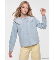 LCW Kids İndigo Bebe Yaka Kız Çocuk Jean Gömlek