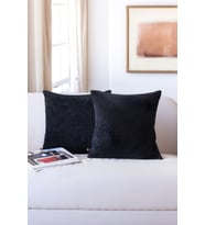 İskandinav Bohem 2'li Kırlent Kılıfı Modern Dekoratif Salon Koltuk Yastık Kılıfı 55x55 cm Teddy Puffy Siyah