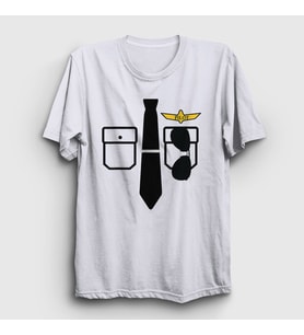 Presmono Unisex Beyaz Kaptan Pilot Airplane Uçak T-Shirt 405137tt