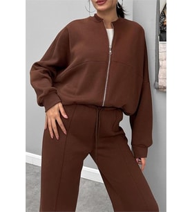 Neşeli butik kadın 3 iplik şardonlu oversize eşofman takımı NBG105