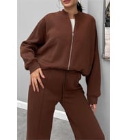 Neşeli butik kadın 3 iplik şardonlu oversize eşofman takımı NBG105