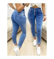 Kadın Yüksek Bel önden Düğmeli Jean Pantolon