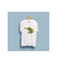 Oversize Çin Seddi Renkli Çizim Baskılı Unisex T-shirt (Beyaz)