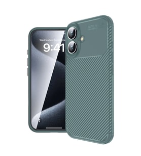 iPhone 16 Kılıf Auto Focus Karbon Kapak - Koyu Yeşil