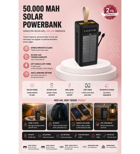 Kamp ve Outdoor Kullanımına Uygun Güneş Panelli Powerbank