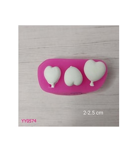 YY0574 Üçlü Kalpli Balon Silikon Kalıp