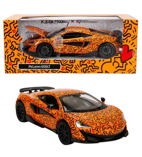 1:32 Sesli ve Işıklı RMZ Hobby Keith Haring Serisi Die Cast Çek Bırak Model Araba - Turuncu Mclaren 600lt
