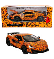 1:32 Sesli ve Işıklı RMZ Hobby Keith Haring Serisi Die Cast Çek Bırak Model Araba - Turuncu Mclaren 600lt