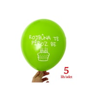 Kürtçe Doğum Günü Balonu - YEŞİL (5 adet) - Rojbuna Te Piroz Be 12 inç - 30 cm (Çok Renkli-Multı)