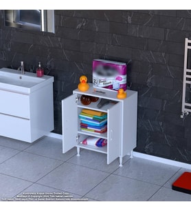 Modilayn SÖKE Küçük Alanlar İçin Akıllı Çözümler 65x75x32,5 cm’ lik 2 Kapaklı 3 Göz Raf Dolap