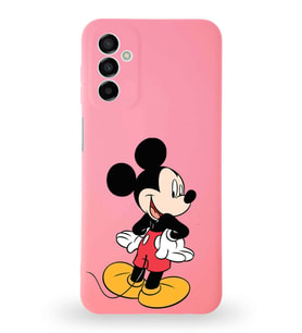 Samsung Galaxy M23 Uyumlu Lansman Kılıf Altı Kapalı İçi Kadife  Mickey Mouse-D Tasarımlı  Kapak (Şeffaf)