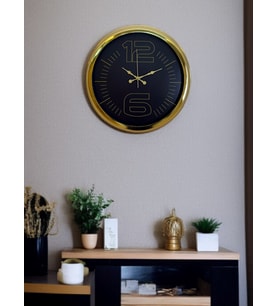 River World Duvar Saati 40 cm  Metal Gold Luxury Elite