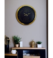 River World Duvar Saati 40 cm  Metal Gold Luxury Elite