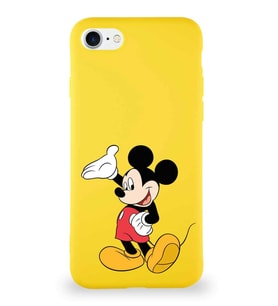Apple iPhone SE 2020 Soft Premier Kapak Mickey Mouse-C Tasarımlı Silikon Kılıf - Sarı (Şeffaf)