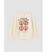 LCW Kids Ekru Baskılı Kız Çocuk Kalın Sweatshirt