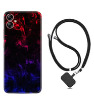 Samsung Galaxy A04E Kılıf Silikon Boyun Askılı İpli Desenli Silikon Blue Red Fire 1637